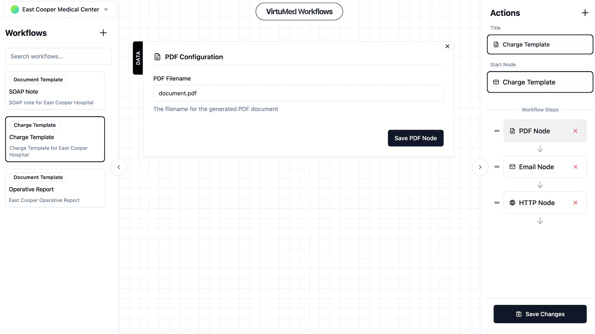 Virtumed AI medical charting platform interface